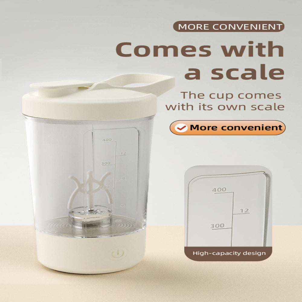 White 500ml USB-Powered Self-Stirring Mug with Lithium-Ion Battery for Fitness Drinks & Protein Shakes Kitchen Appliance
