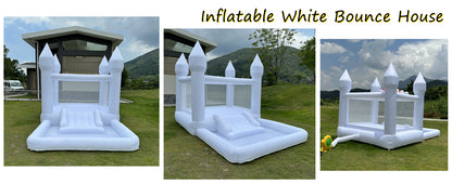 Kids 9x9x7ft Soft Play White Bounce House With Slide Ball Pit Party Customization Inflatable Mini Bouncy Castle With Blower