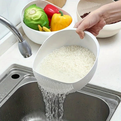 1 Pack Modern Plastic Kitchen Filter Basket Multipurpose Food Draining Basket Vegetable Fruit Rice Grain Washing Basket