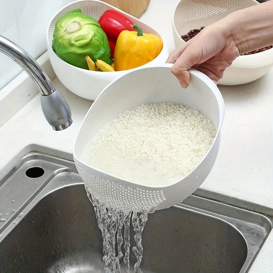 1 Pack Modern Plastic Kitchen Filter Basket Multipurpose Food Draining Basket Vegetable Fruit Rice Grain Washing Basket