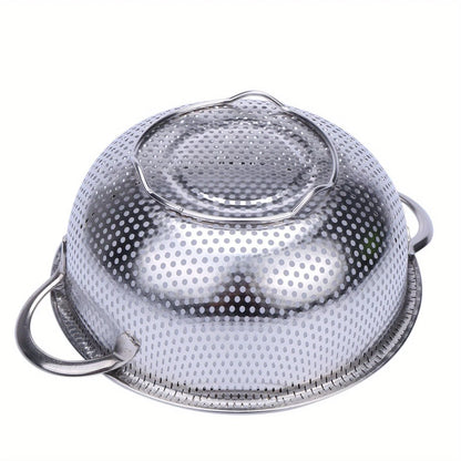 Stainless steel kitchen filter basket, durable & easy-to-clean colander for fruits, veggies, rice, & draining cutlery