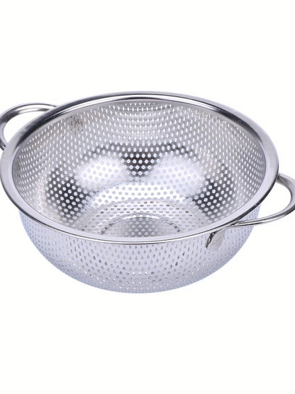 Stainless steel kitchen filter basket, durable & easy-to-clean colander for fruits, veggies, rice, & draining cutlery
