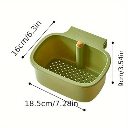 Square one-button faucet drain basket, durable plastic kitchen sink filter, high-efficiency drain hole, space-saving vegetable