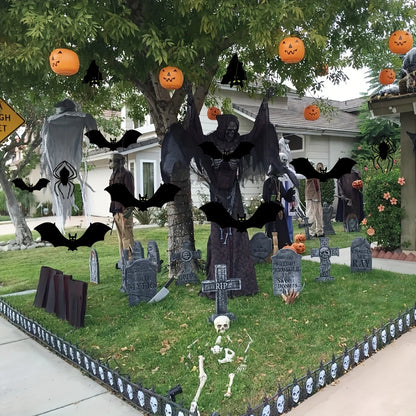 7-Piece Halloween Decoration Set - Ghost Bat and Glowing Eye Giant Spider - Party Yard! Holiday Horror Wall Pendant