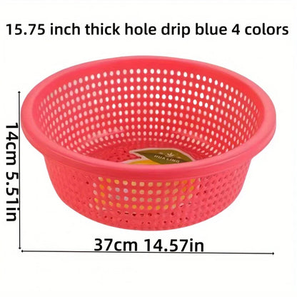 1 multi-color plastic kitchen washing basket, thickened, durable PP material, multiple colors, ideal for washing fruits
