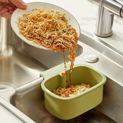Square one-button faucet drain basket, durable plastic kitchen sink filter, high-efficiency drain hole, space-saving vegetable