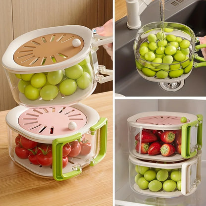 Rotatable leak dipper, kitchen drain bowl, vegetable/fruit wash basket, soup/berry washer, foldable handled filter set, plastic