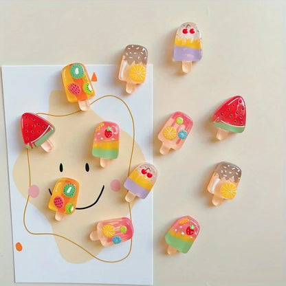Cute Fruit Ice Cream Fridge Magnets,Cabinets, Dishwashers, Fun Kitchen & Office Decor, Bright, Durable, Father Gift.