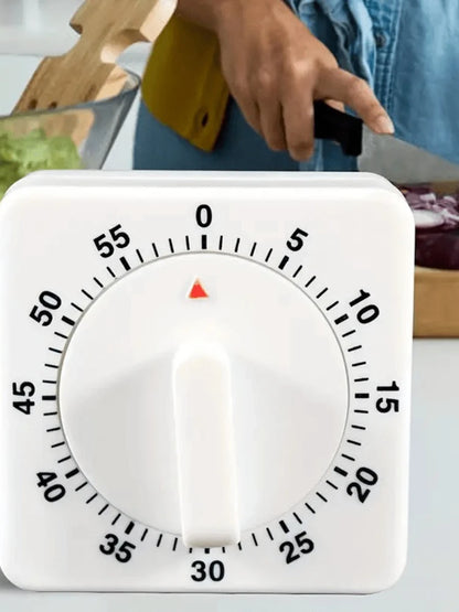 Mechanical Kitchen Timer, No Battery, Retro Countdown with Red Hands, Durable ABS, Compact for Cooking, Boiling, Kitchen