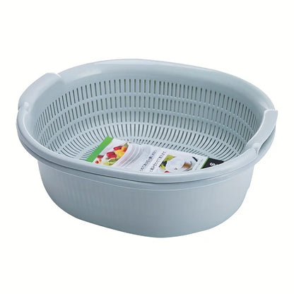Home kitchen vegetable & rice washing basin, double-layer cleaning, multi-functional, easy-to-clean for fruits, veggies