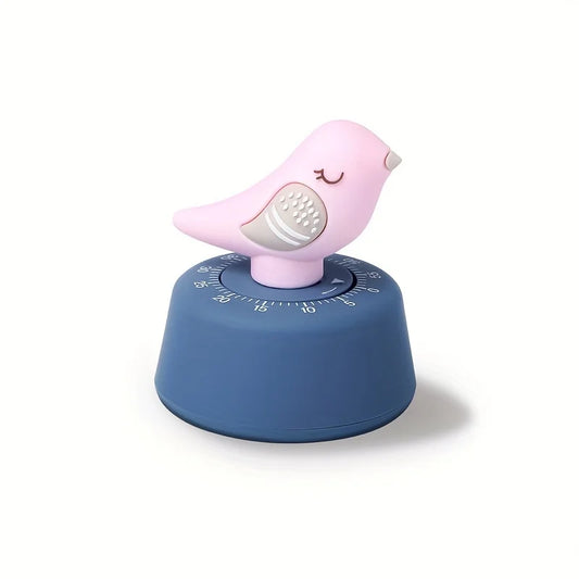 Bird-Shaped Mechanical Kitchen Timer, 60-Minute Winding, Cute Animal Design, Fun for Baking, Boiled Eggs, Kids Time Management