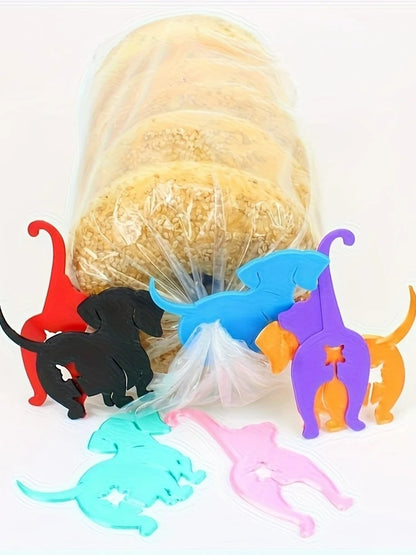 4pcs Funny Pet Butt Clips - Cute Dog & Cat Bag Sealers, Reusable Food Bag Clips for Kitchen, Lunchbox, Party, Durable Plastic