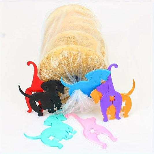4pcs Funny Pet Butt Clips - Cute Dog & Cat Bag Sealers, Reusable Food Bag Clips for Kitchen, Lunchbox, Party, Durable Plastic
