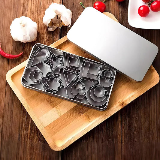 Stainless Steel Geometric Cookie Cutters - Fondant & Dough Mold Set for Baking, Crafts, and DIY Projects