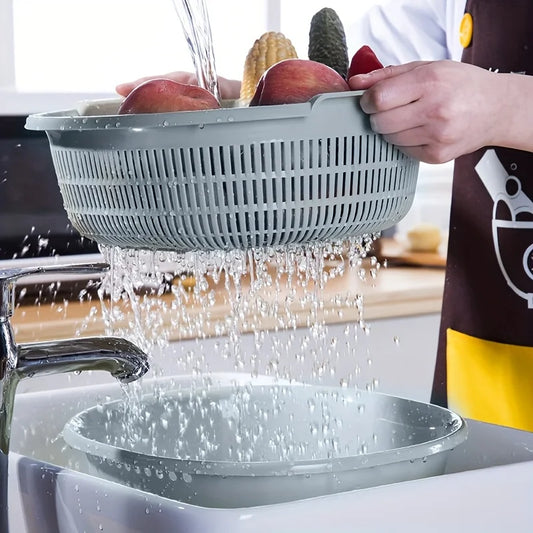 Home kitchen vegetable & rice washing basin, double-layer cleaning, multi-functional, easy-to-clean for fruits, veggies