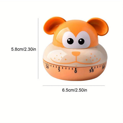1pc Cute Lion & Cat Kitchen Timer – 60-Mechanical Countdown, No Batteries, Loud Alarm – Fun Animal Design for Cooking