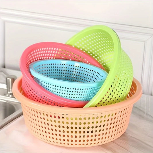 1 multi-color plastic kitchen washing basket, thickened, durable PP material, multiple colors, ideal for washing fruits