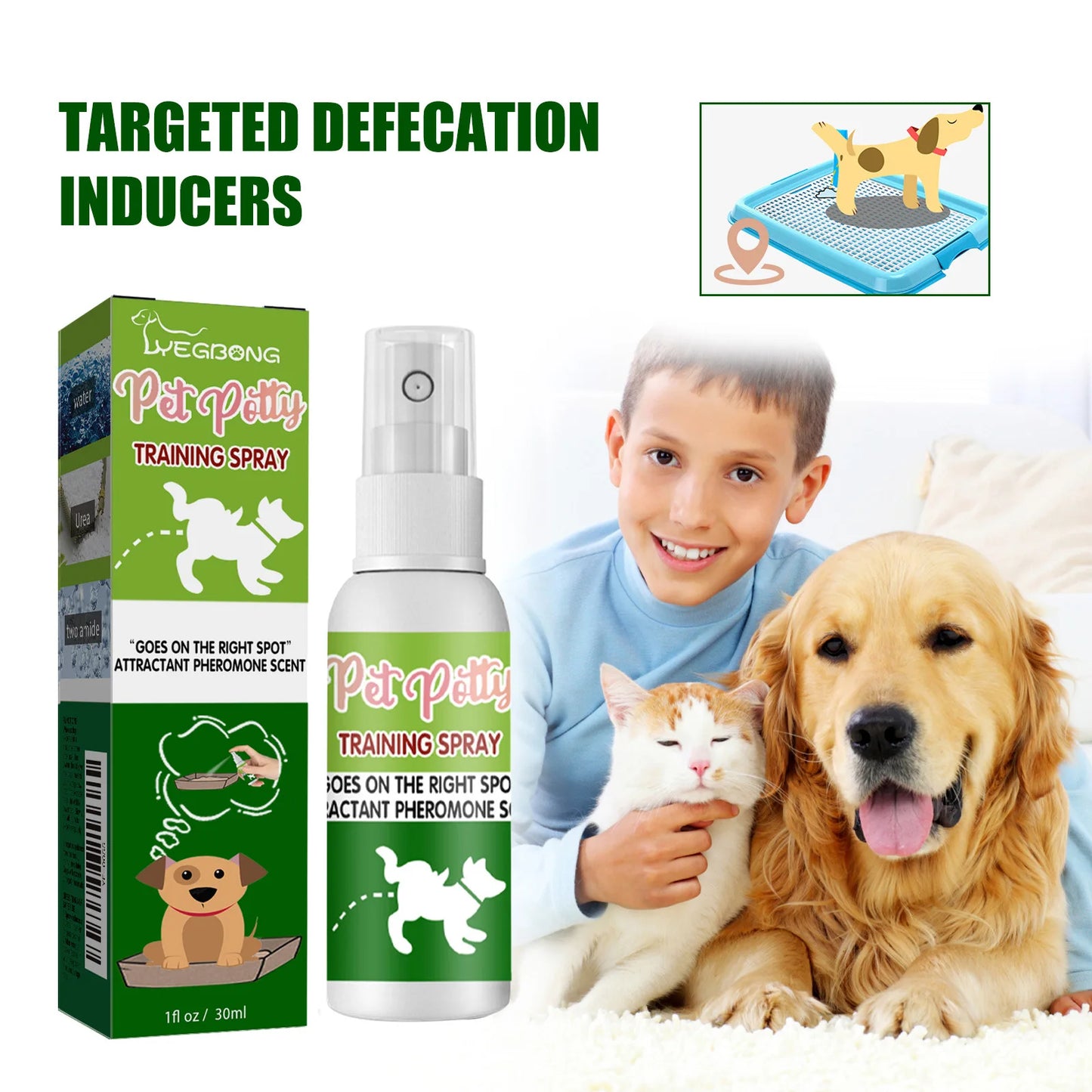 Yegbong 30ml Pet Toilet Training Spray Dog Poops Cat Pee Positioning Defecation Scent Stool Location Pet Potty Training Spray