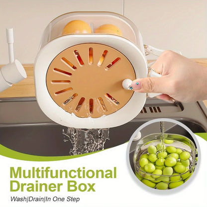 Rotatable leak dipper, kitchen drain bowl, vegetable/fruit wash basket, soup/berry washer, foldable handled filter set, plastic
