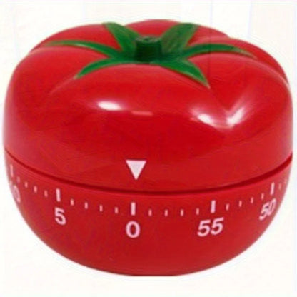 60-Minute Tomato-Shaped Kitchen Timer, Durable Plastic, Manual Countdown, Bright Red Design for Cooking and Baking.