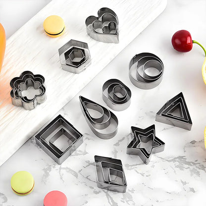 Stainless Steel Geometric Cookie Cutters - Fondant & Dough Mold Set for Baking, Crafts, and DIY Projects