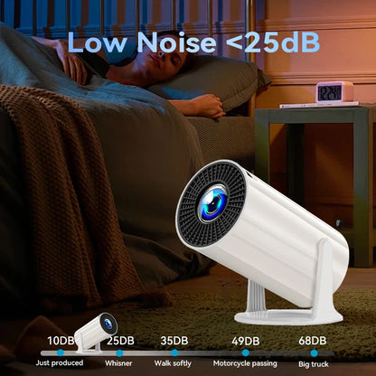 2025 New 4K Smart Android Projector - 180 °   Rotating Stand + Auto Keystone, Home/Office/Camping All-In-One - Wifi/Bluetooth Dual