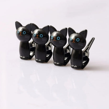 4pcs Cat-Shaped Bag Clips, Airtight Food Seal, Durable Plastic Snack Clamps, Cute Black/White Tabby Design, Decorative Kitchen