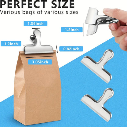 20pcs Silver Chip Clips - Strong Hold for Chips, Snack Bags, Fridge & Whiteboard | Kitchen & Office Organization, Food Bag Clips