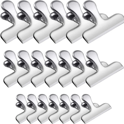 20pcs Silver Chip Clips - Strong Hold for Chips, Snack Bags, Fridge & Whiteboard | Kitchen & Office Organization, Food Bag Clips