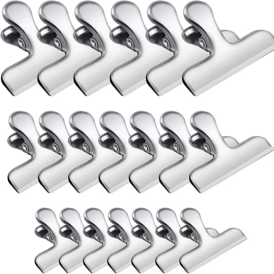 20pcs Silver Chip Clips - Strong Hold for Chips, Snack Bags, Fridge & Whiteboard | Kitchen & Office Organization, Food Bag Clips