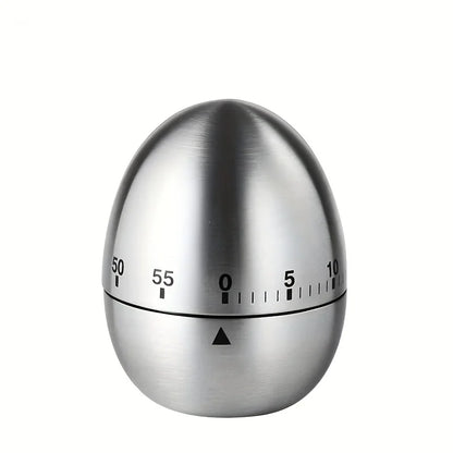 1pc Egg-Shaped Mechanical Kitchen Timer, 60-Minute Countdown, Metal, No Electricity, Ideal for Baking, Cooking, Student Use.