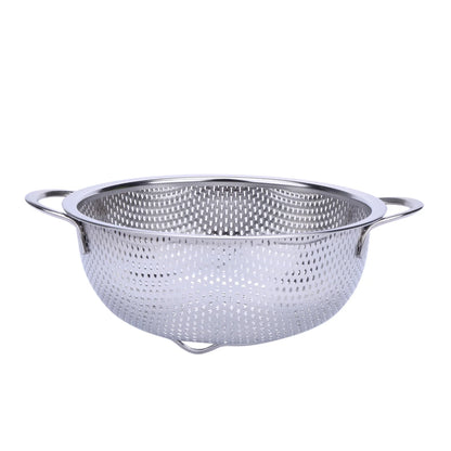 Stainless steel kitchen filter basket, durable & easy-to-clean colander for fruits, veggies, rice, & draining cutlery