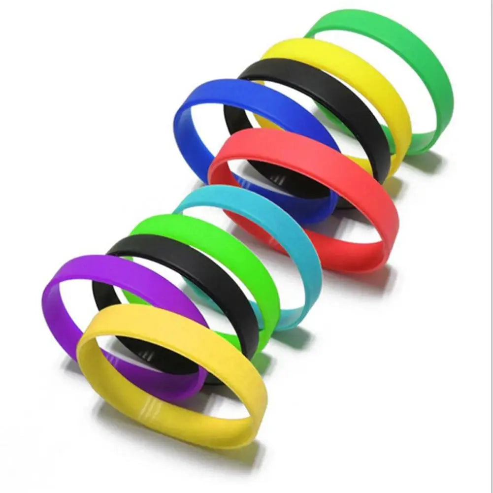 Casual Sports Silicone Rubber Elasticity Wristband Cuff Bracelet Wrist Band