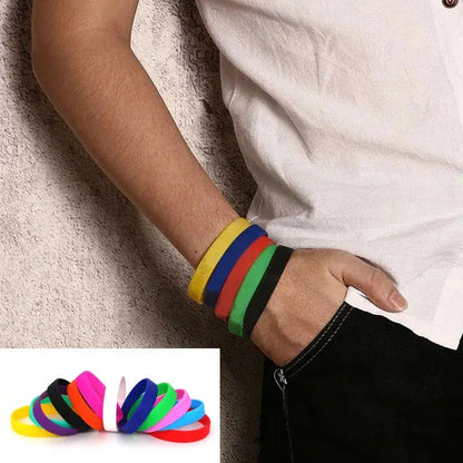 Casual Sports Silicone Rubber Elasticity Wristband Cuff Bracelet Wrist Band