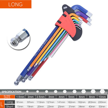 Hex Key Set Allen Wrench Long Arm 1.5-10mm Hexagon Spanner