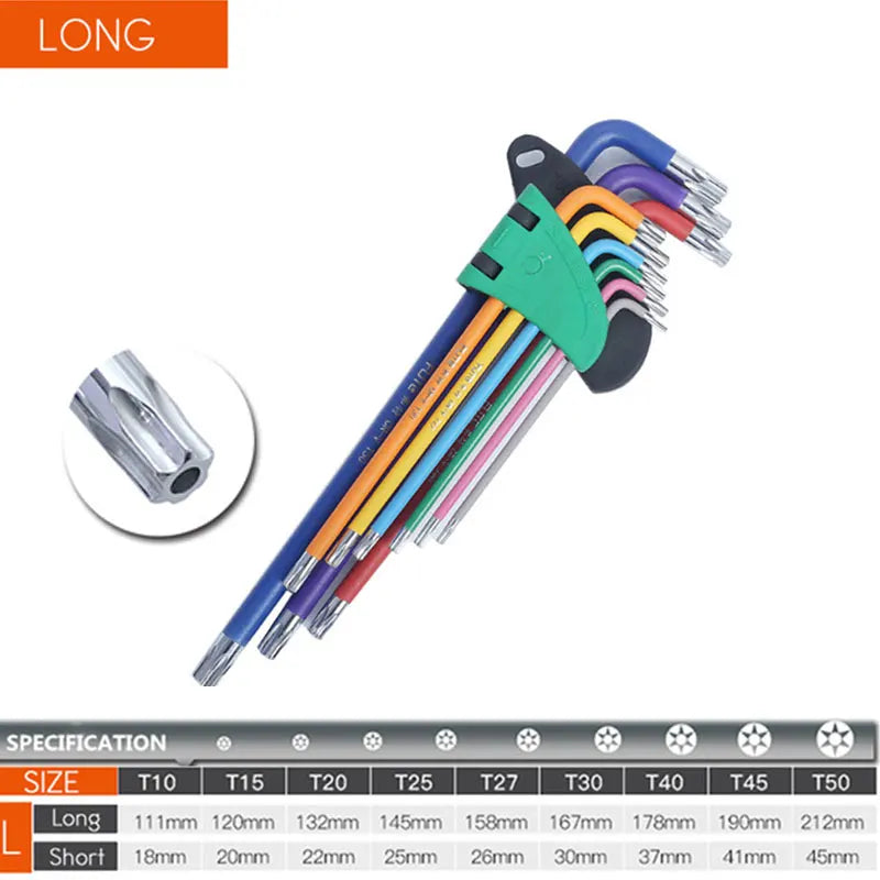 Hex Key Set Allen Wrench Long Arm 1.5-10mm Hexagon Spanner
