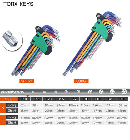 Hex Key Set Allen Wrench Long Arm 1.5-10mm Hexagon Spanner