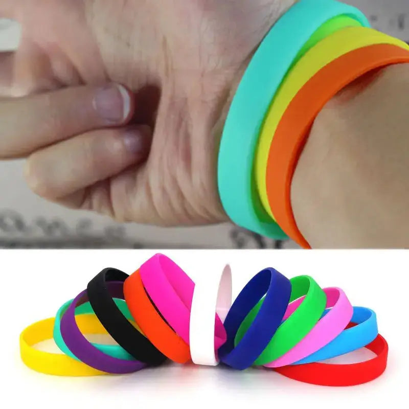 Casual Sports Silicone Rubber Elasticity Wristband Cuff Bracelet Wrist Band