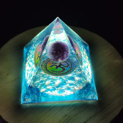 Crystal Orgone Pyramid Handmade Healing Reiki Energy Generator Orgonite Ornament Tabletop Garden Miniature Decoration