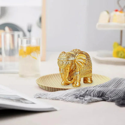 Gold Elephant Statue Wealth Lucky Elephant Figurine Bookshelf TV Stand Decor Elephant Statue Collectible Figurine Elephant Decor