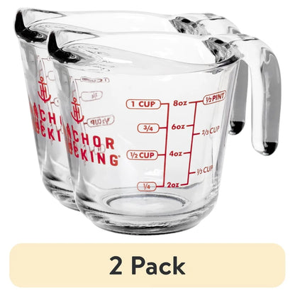 2 Pack Glass Measuring Cups 8oz Oven Microwave Dishwasher Safe Etched Metric Imperial Lines Easy Pouring Kitchen Tool