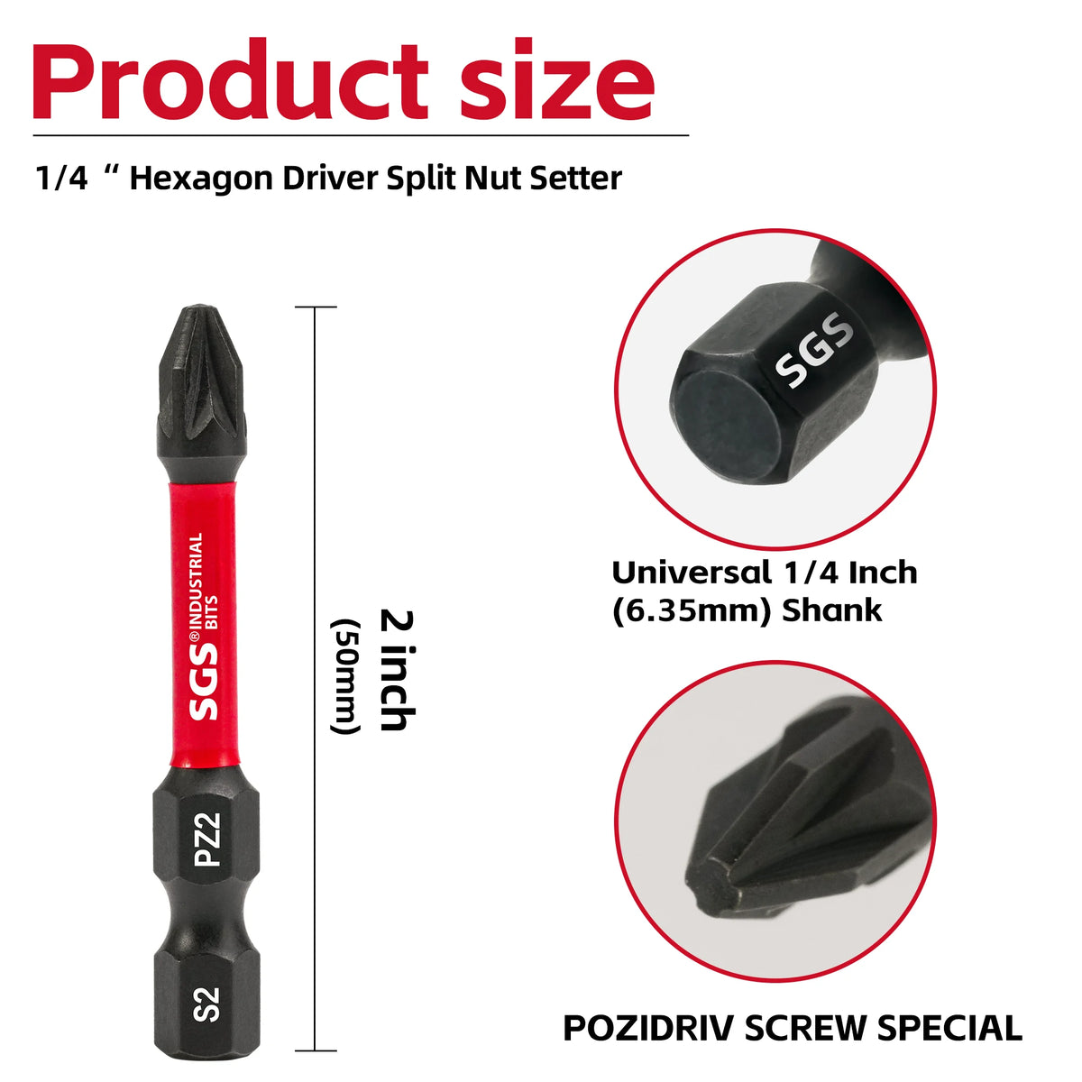 20pc Magnetic PZ2 Impact Screwdriver Bits 50mm S2 Steel Drill Bits