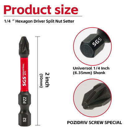 20pc Magnetic PZ2 Impact Screwdriver Bits 50mm S2 Steel Drill Bits