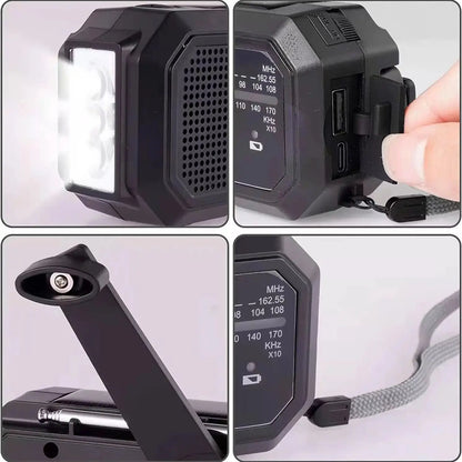 Multifunctional solar hand crank dynamo charging  AM FM Radio with torch.SOS alarm, outdoor camping  Hike emergency power bank