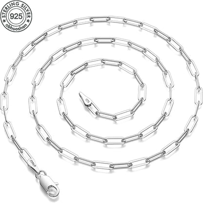 New 925 Sterling Silver Paperclip Neck Chain Basic Link Chain Necklace for Men Women Fine Jewelry Party Gifts Ships from USA
