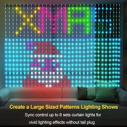 400LEDs Curtain Light String RGB String Lights APP Remote Control Music Sync USB Plug Curtain Light for Room Curtain Decorations