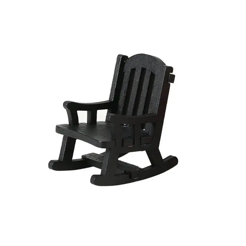 Wooden Mini Rocking Chair Desktop Decor Dollhouse Accessories DIY Ornament Miniature Landscape Chair Model Home Office Display