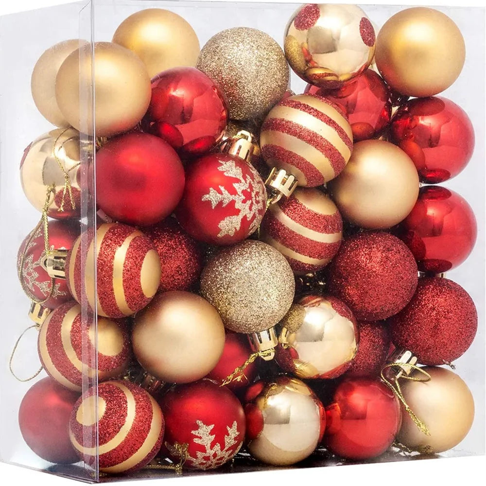 50PCS 4CM Shatterproof Christmas Ball Decorations Christmas Tree Ornaments Balls Pendant For Xmas Weddings Happy New Year