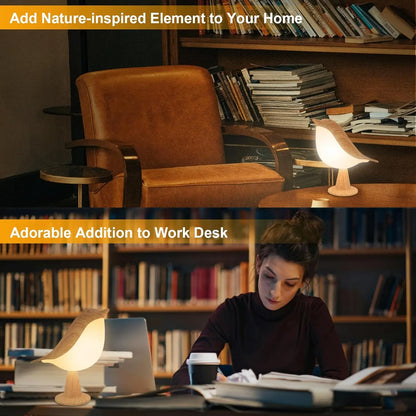 LED Bird Lamp Touch Control Cordless Night Light Dimmable USB Rechargeable Lamp
