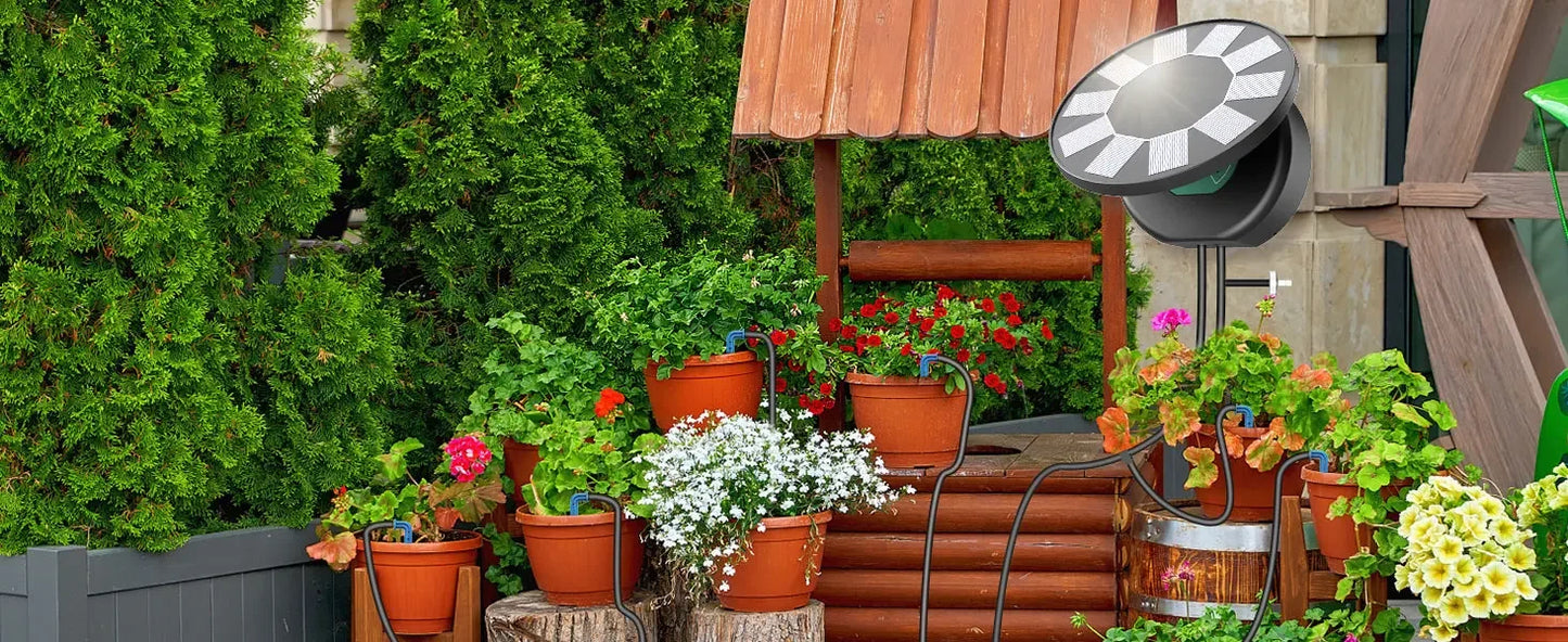 Solar Automatic Drip Irrigation System Kit, Auto Watering Kit for DIY Garden Watering System with 9 Timing Modes Outdoor Garden